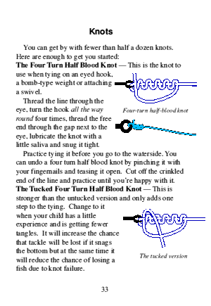 Page 33 describes the half blood knot.