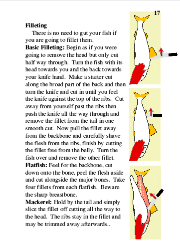Image of a page illustrating how to fillet fish